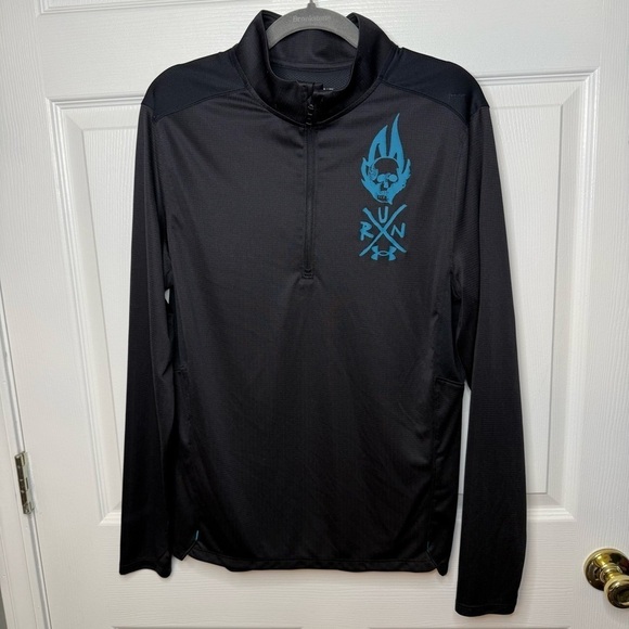 Under Armour Tops - Under Armour Women’s Destroy All Miles Quarter Zip Black and Teal Size Small GUC